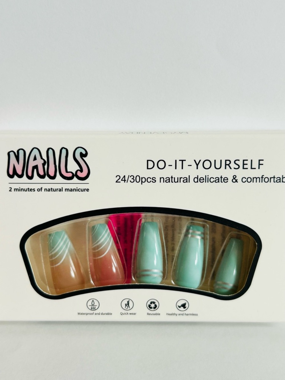 Do-It-Yourself Press-On Nails - Mint & Coral Set
